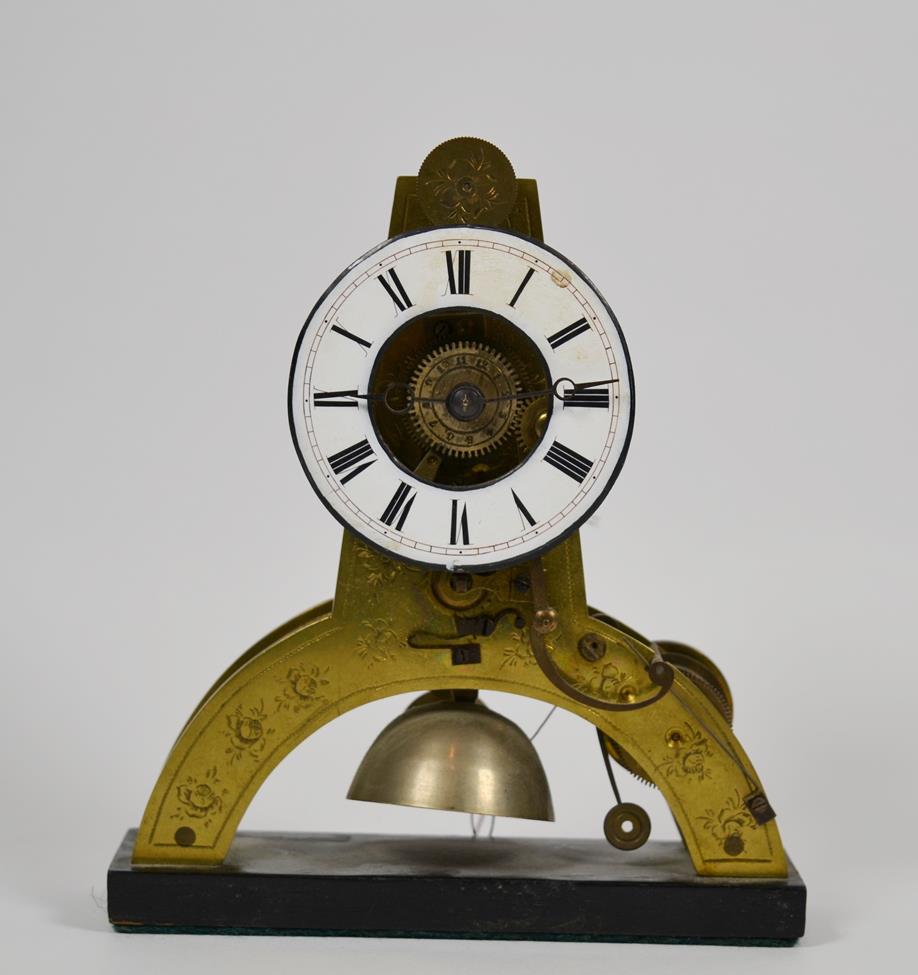 Lot 14 - A French Exhibition mantel alarm timepiece, 19th century, movement backplate inscribed Breguet...