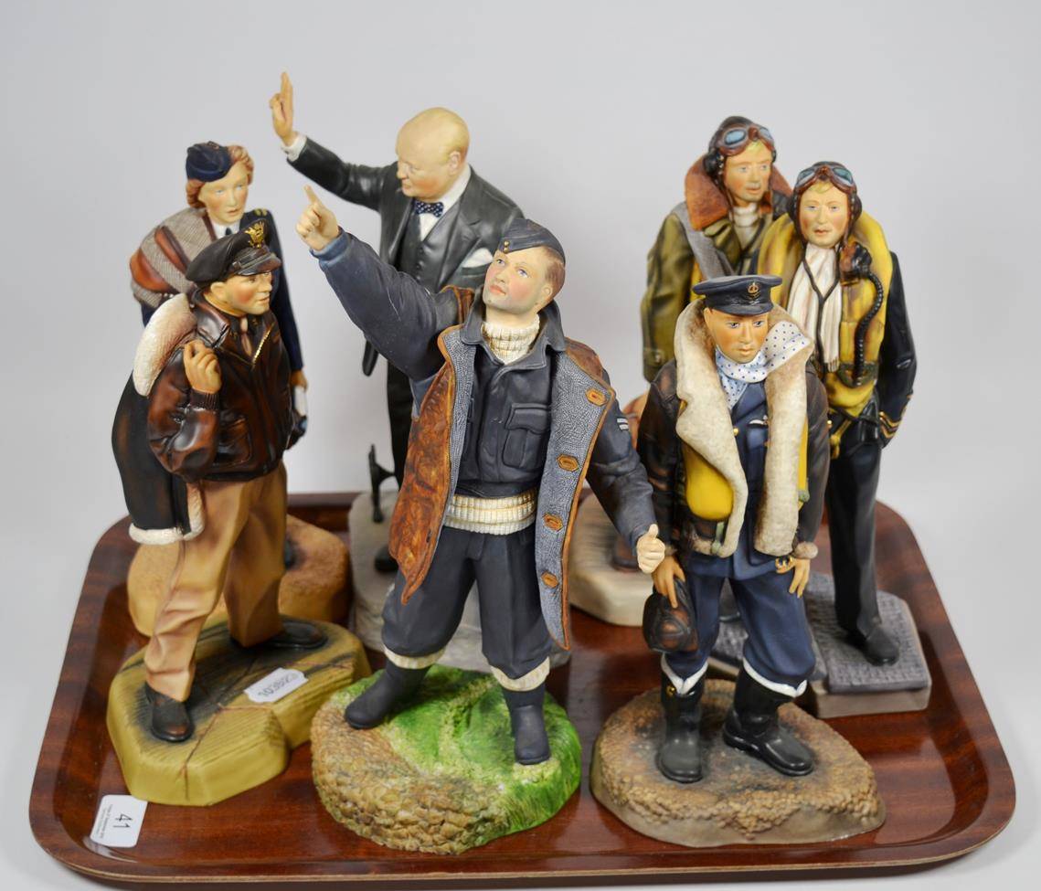Lot 41 - Set of seven Ashmor china, Second World War, limited edition figures
