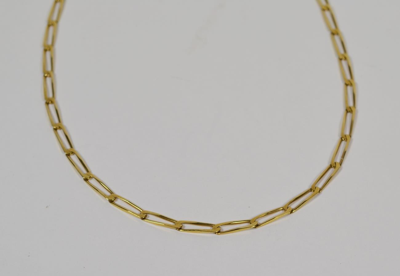 Lot 68 - A 9 carat gold flat curb link necklace, length 45cm