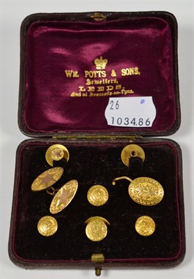 Lot 109 - Four 18 carat gold dress studs and a cufflink (a.f); together with two further dress studs and...