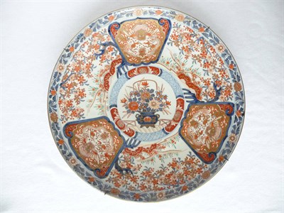 Lot 156 - A Japanese Imari Porcelain Charger, Meiji period (1868-1912), typically painted with central...