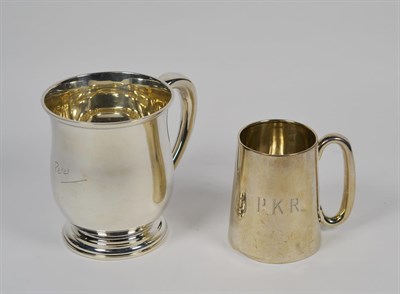 Lot 120 - A George V and a George VI silver mug, the first by Fattorini and Sons Ltd., Sheffield, 1933,...