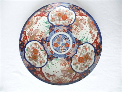 Lot 157 - A Japanese Imari Porcelain Charger, Meiji period (1868-1912), typically painted with a central...