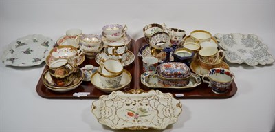 Lot 137 - Assorted 19th century Miles Mason and Masons Ironstone trios, cups and saucers, decorative box...
