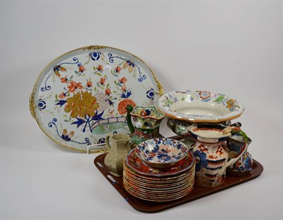 Lot 141 - Large 19th century Masons tureen (lacking cover), four decorative jugs, Chinoiserie style...