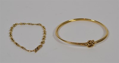 Lot 158 - A 9 carat gold bangle and a bracelet, stamped '375' and '9CT' length 18cm