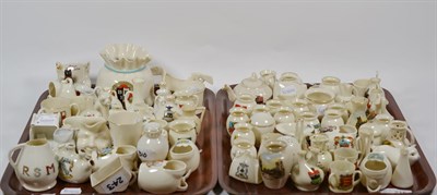 Lot 215 - A large collection of crested china, various manufacturers, models and crests (two trays)