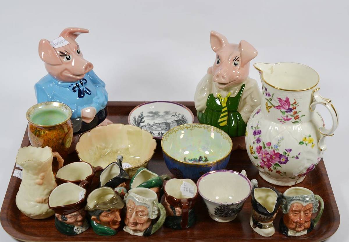 Lot 222 - Various pottery and porcelain including Wedgwood lustre bowl and vase; Royal Worcester jug;...