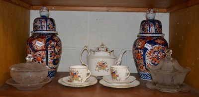 Lot 233 - Pair of Imari pattern vases with covers, Queen Victoria commemorative wares, a quantity of...