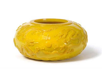 Lot 170 - A Chinese Peking Yellow Glass Bowl, bearing Jiajing mark, and possibly of the period,...