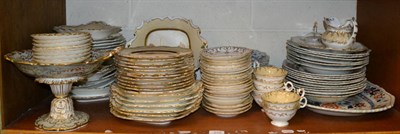 Lot 270 - Ridgway Ironstone service, Staffordshire dessert service and other wares (shelf)