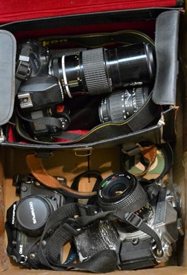 Lot 284 - Collection of 35mm camera equipment, including two Nikon bodies and lenses