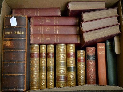 Lot 286A - One box of assorted books, some leather bound inc. seven prize bindings and a large Bible