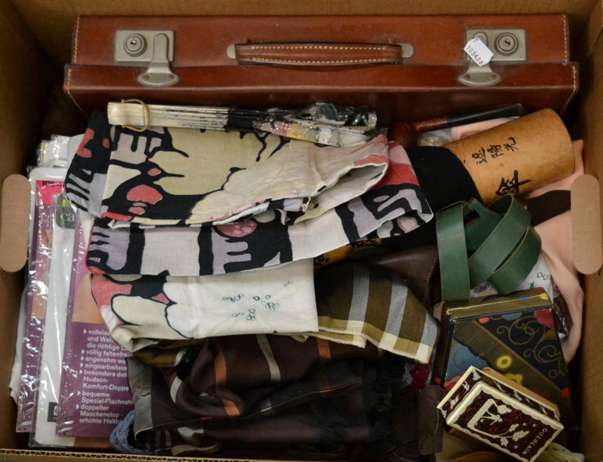 Lot 298 - Assorted costume accessories including circa 1950's scarves, stockings (Wolsey etc in original...