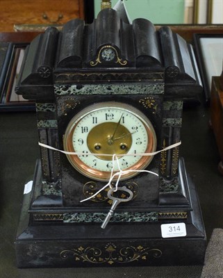 Lot 314 - A Victorian black slate mantle clock