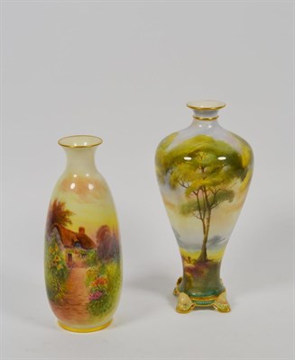 Lot 319 - A Royal Worcester Hadleyware vase, painted by Walter Powell, 1893, of baluster form, painted...