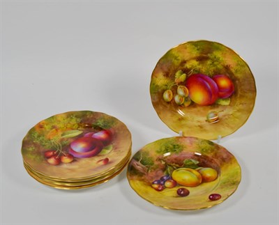 Lot 323 - Six Royal Worcester fruit painted plates