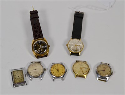 Lot 340 - Seven assorted gents wrist watches, two with straps