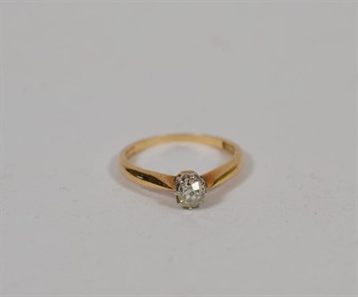 Lot 350 - An old cut diamond solitaire ring, stamped 'PLAT & 9CT', finger size J1/2