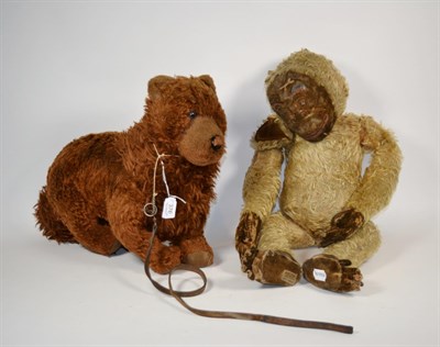 Lot 376 - A Merrythought jointed monkey with velvet paws and face, and a later standing Merrythought...