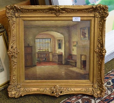 Lot 401 - German School (19th/20th century) Interior study, indistinctly signed, oil on canvas