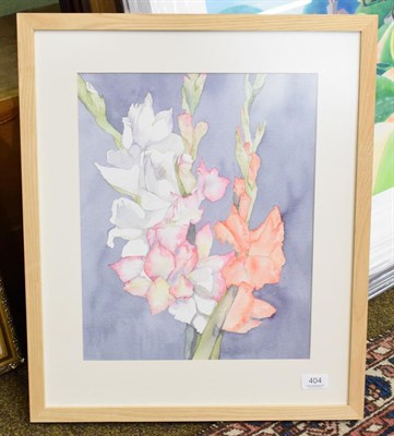 Lot 404 - Diane Miller, 'Reynard Gladiolo', signed, watercolour