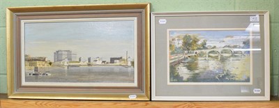 Lot 412 - Victor Askew (1909-1974) Richmond Bridge, signed, oil on paper, 21cm x 33cm; together with...