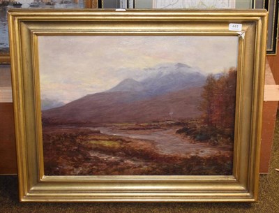 Lot 441 - British School, 19th century Highland landscape, indistinctly signed, oil on canvas