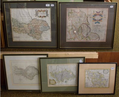 Lot 442 - Two 17th century maps of Yorkshire after Morden and Mercator; and three others (5)