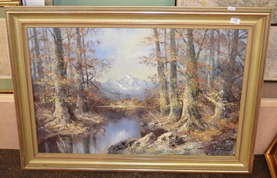 Lot 456 - British School (20th century) Landscape scene, indistinctly signed, oil on canvas