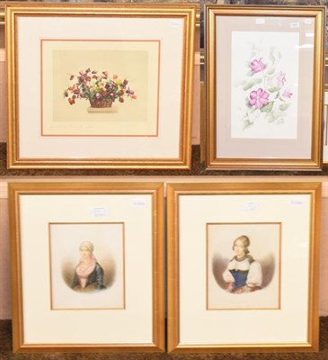 Lot 463 - G S Harrow (20th century) Still life of flowers, signed, watercolour; together with three...