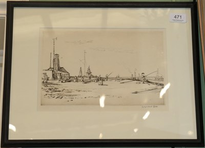 Lot 471 - Sir Muirhead Bone (1876-1953) The Jetty, Garleston, signed, etching, 19cm by 29cm