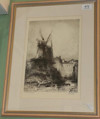 Lot 472 - Hedley Fitton (1859-1929) Ancient Landmarks, signed and inscribed etching, 31.5cm by 22cm