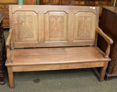 Lot 540 - Oak panel back settle