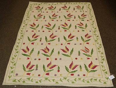 Lot 554 - Afghan flatweave, the plain wheat field with columns of tulips enclosed by meandering vine borders