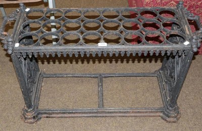 Lot 559 - Victorian large cast iron stick stand (trays lacking)