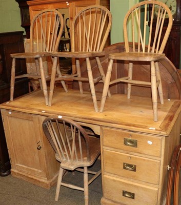 Lot 579 - Four spindle back chairs, a pine washstand and corner cabinet and an Art Deco cabinet (7)