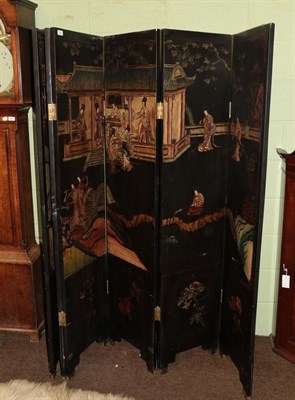 Lot 589 - A Chinese lacquer six fold screen