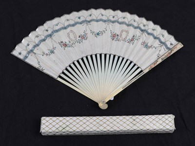 Lot 2018 - An 18th Century Ivory Fan, the monture very fine and slender, the gorge plain, the upper guards...