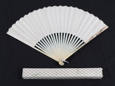 Lot 2018 - An 18th Century Ivory Fan, the monture very fine and slender, the gorge plain, the upper guards...