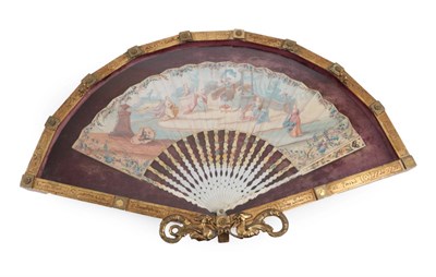 Lot 2031 - A Russian Royal Birth: An 18th Century Bone Fan, the monture quite slender and lightly painted, the