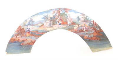 Lot 2041 - An Offering to Cupid: An Unmounted Fan Leaf, finely painted with two couples in a countryside...