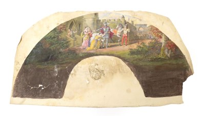 Lot 2044 - The Chivalrous and Heroic Knight: An Unmounted Painted Fan Leaf, showing a depiction of the...