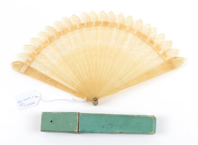 Lot 2049 - A Very Fine Circa 1820's Pale Horn Brisé Fan, the sticks delicately and intricately carved and...