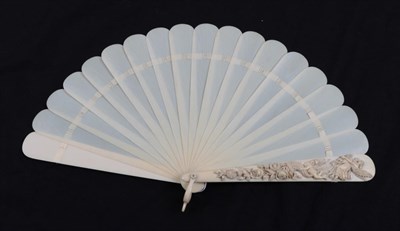 Lot 2054 - A Circa 1880's Ivory Brisé Fan, the upper guard heavily carved with a winged Angel carrying a...