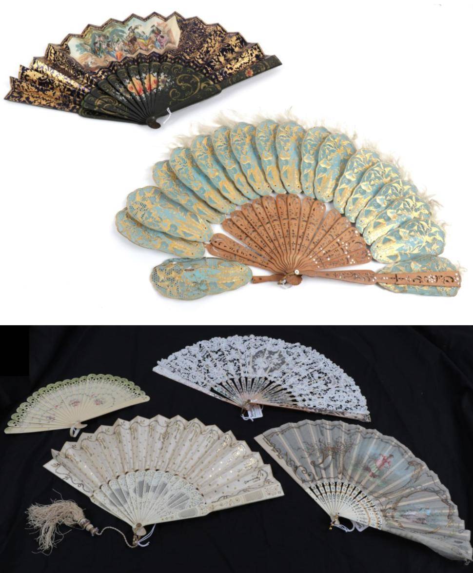 Lot 2071 - An Eclectic Mix Of 19th Century and Slightly Later Fans, requiring attention: To include a mid-19th