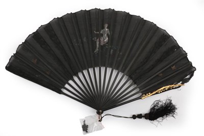 Lot 2076 - Two Fans, circa 1890's, the first an airy cream gauze mounted on white mother of pearl, a...