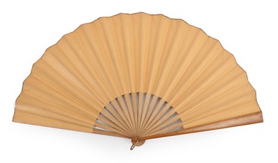 Lot 2083 - Costumes Suisses: A Very Large and Colourful Circa 1890's Fan, the monture of plain wood, the...