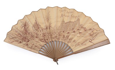 Lot 2084 - A Large Late 19th Century Advertising Fan for The Strand Hotel, Monte-Carlo, the monture of...