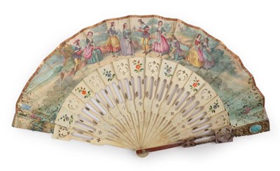 Lot 2087 - An Elaborate Bone Cabriolet Fan, mid-19th century, with most unusual sticks. The monture...
